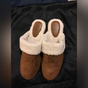 Time and Tru Brown Slippers with Cream Lining
